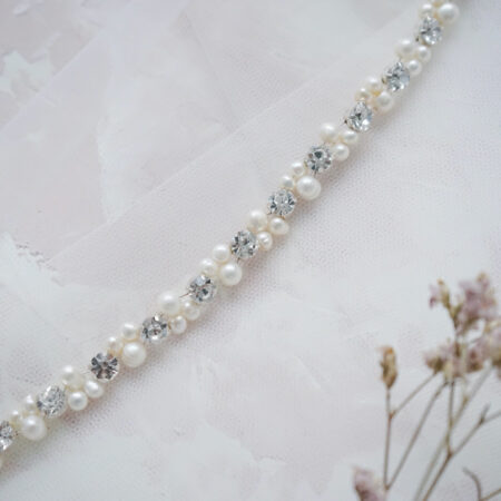 Mona Pearl Headband - White Silver