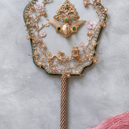 Emerald Phoenix Emperor Fan - Gold, Pink