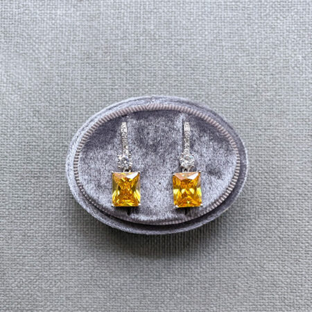 Fancy Cut Earrings - Rhodium White Gold, Yellow Diamond