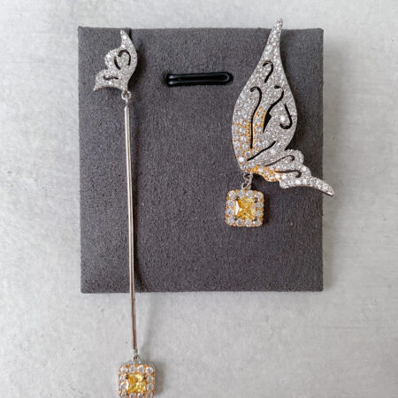 Yellow Butterfly Earrings - Rhodium White Gold, Yellow Diamond