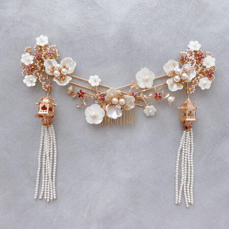 Pagoda Ruby Hairpin - Gold, Ruby (3 pcs)