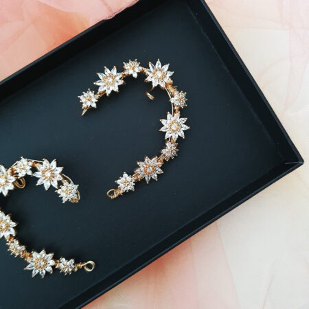 Bling Flower Earpiece - Gold (Left)
