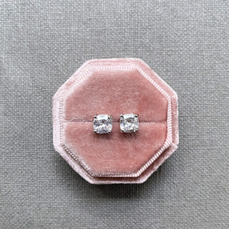 Cushion 1.75 ct Detachable Solitaire Earrings - Rhodium White Gold