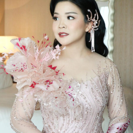 Paved Flower Earpiece - Rose Gold (Left)