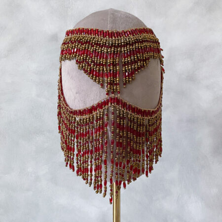 Red Riding Mask Headpiece - Gold