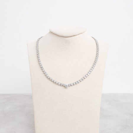 Simple Round 1 ct Center Choker - Rhodium White Gold