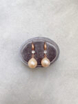 Dangling Baroque Pearl Earrings - 18k Rose Gold, Pink Pearl