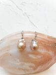 Drop Baroque Pearl Earrings - Unplated Silver, Black Pearl