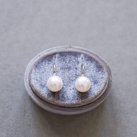 Pearl Drop Medium Earrings 9-10 mm - Unplated Silver, White Pearl