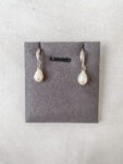 Pearl Drop Oval Earrings - Unplated Silver, White Pearl