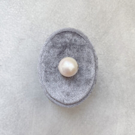 Pass Through Solitaire Pearl 13-14 mm Pendant - Rhodium White Gold, White Pearl