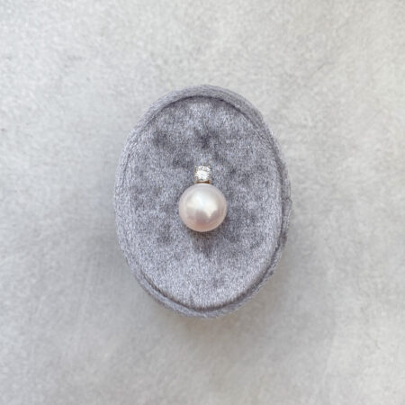 Pearl 12 mm Dot Pendant - Rhodium White Gold, White Pearl