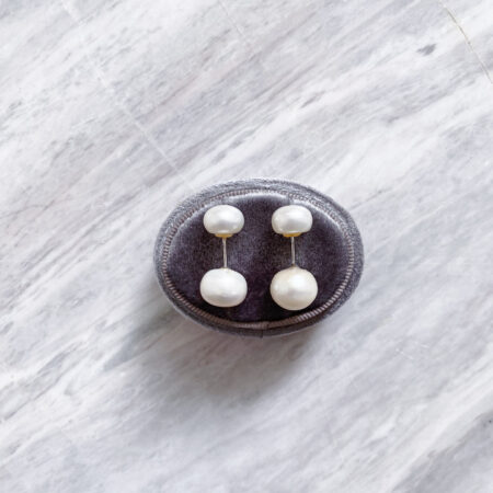 Dior Stud Pearl Front and Back Earrings - Unplated Silver, White Pearl