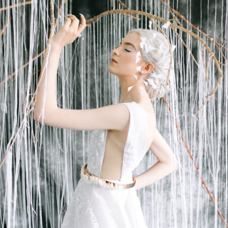 Light Feathers Earpiece Set - White Silver (2 pcs)