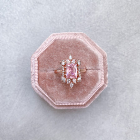 Vintage Hourglass Ring - 18k Rose Gold, Pink Diamond