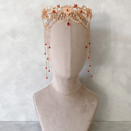 Flowery Headband - Gold, Red