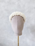 Padded Full Pearls Headband - White Silver