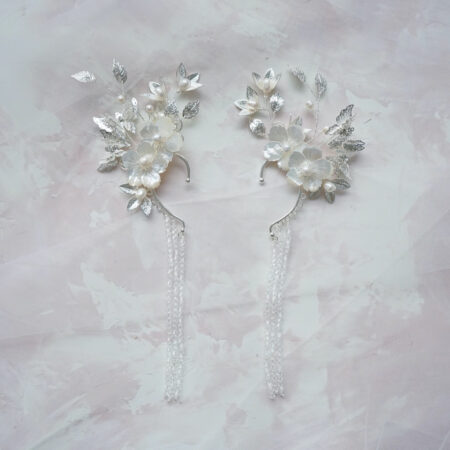 Winter Garden Earpiece - White Silver, White (Left)
