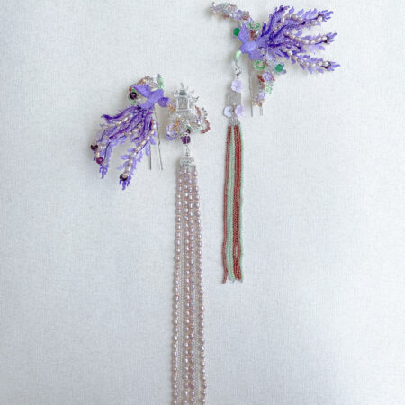 Colorful Flying Phoenix Ponytail Twist Set - Gold, Purple (5 pcs)