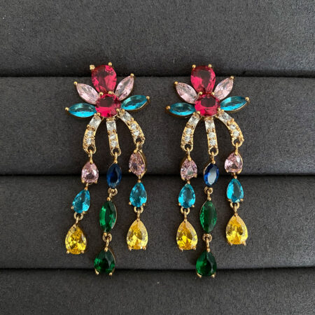 Vibrant Day Earrings - 18k Yellow Gold, Rainbow