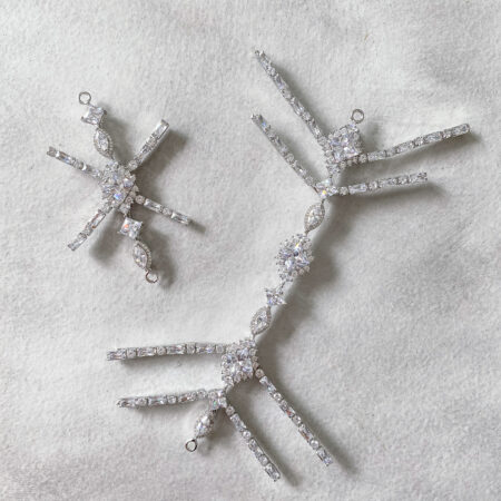 Abstract Line Side Hairpiece Set - Rhodium White Gold (2 pcs)