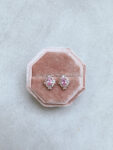 Oval T Arrangement Small Earrings - 18k Rose Gold, Pink Diamond (Needle)