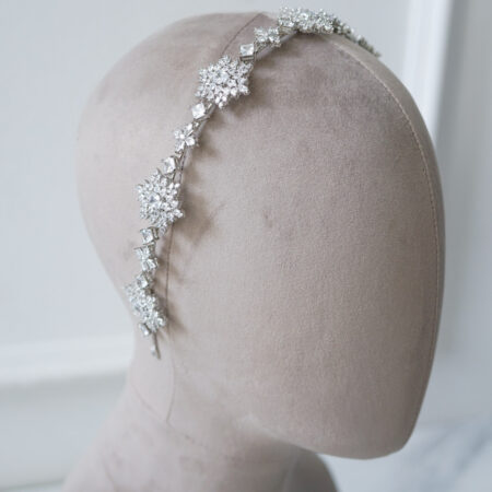 Royal Art Princess Headband - Rhodium White Gold, White Diamond