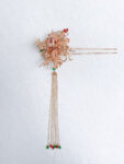 Branching Pagoda Garden Hairpin - Gold, Red (Right)