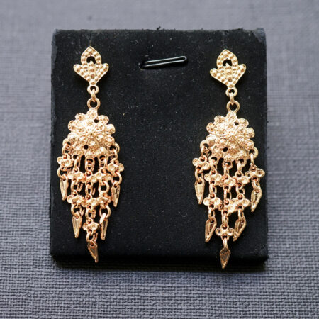 Dangling Flowery Earrings - 18k Yellow Gold