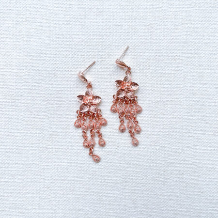 Dangling Pear Flower Earrings - 18k Rose Gold