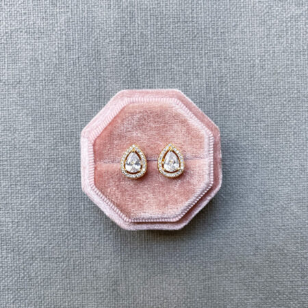 DIY Pear Top Earrings - 18k Yellow Gold, White Diamond