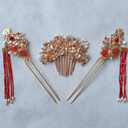 Blossoming Empress Set - Gold, Red (3 pcs)