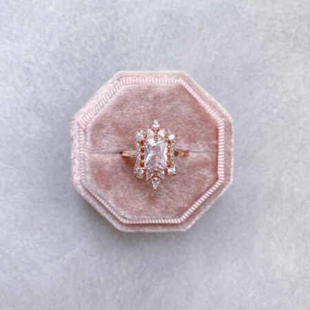 Vintage Hourglass Ring - 18k Rose Gold, White Diamond
