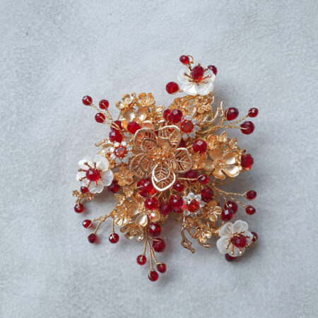 Jewel Shine Hairclip - Gold, Ruby