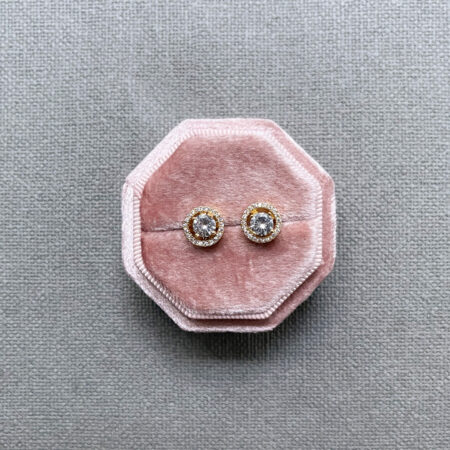 DIY Round Top Earrings - 18k Yellow Gold, White Diamond