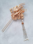 3D Phoenix Pagoda Hairpin - Gold, Yellow Diamond