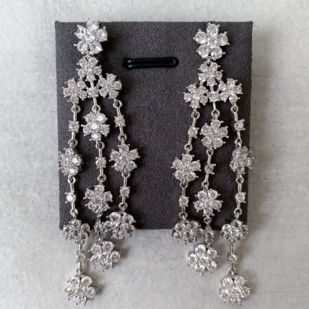 Eden Flower Earrings - Rhodium White Gold, White Diamond