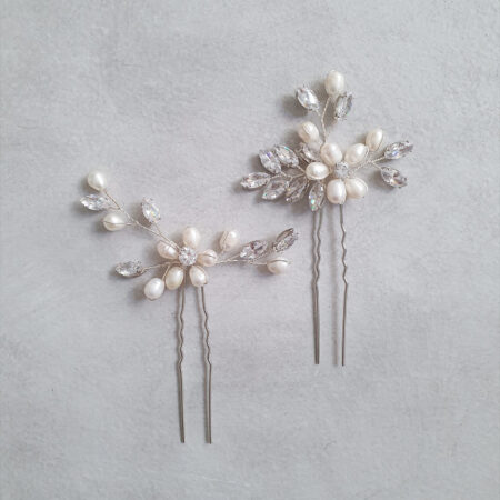 Petite Shine Hairpin Set - White Silver (2 pcs)