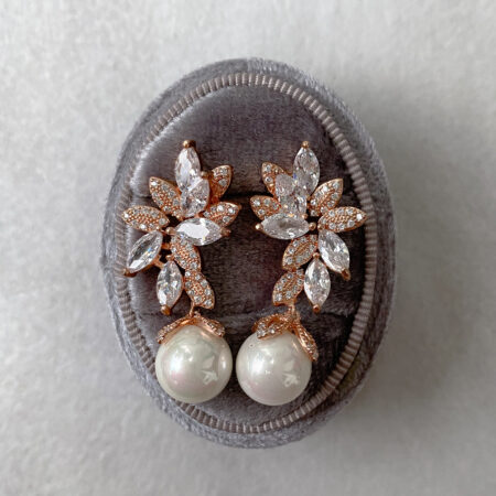 Tiffany Earrings - 18k Rose Gold, White Pearl (Clip)