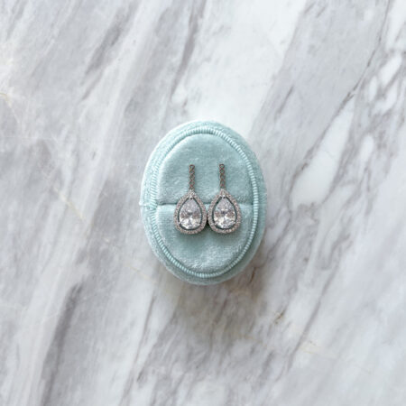 DIY Pear Bottom Earrings - Rhodium White Gold