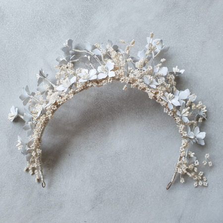 White Flower Garden Crown - White Silver