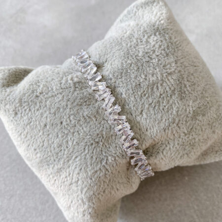 Baguette Abstract Bangle - Rhodium White Gold