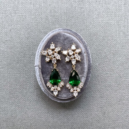 Paradise Earrings - 18k Yellow Gold, Emerald (Clip)