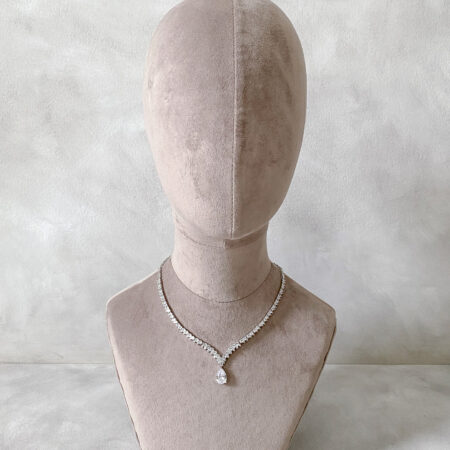 Waterfall with Pendant Necklace - Rhodium White Gold