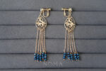 Floral Pearl Earrings - Gold, Navy