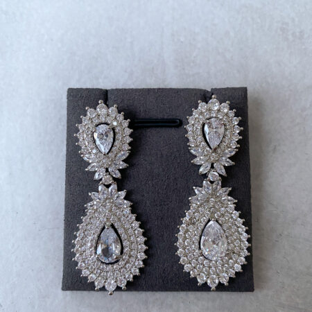 Dazzling Pear Radiant Earrings - Rhodium White Gold