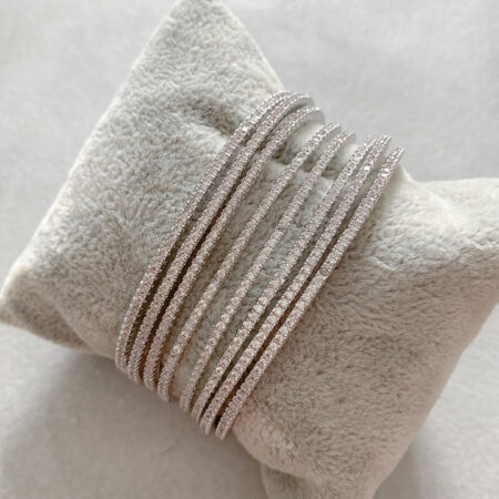 Layered Paved Bangle - Rhodium White Gold