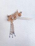 Flying Crane Pearl Blossom Hairpin - Gold, Blue (Right)
