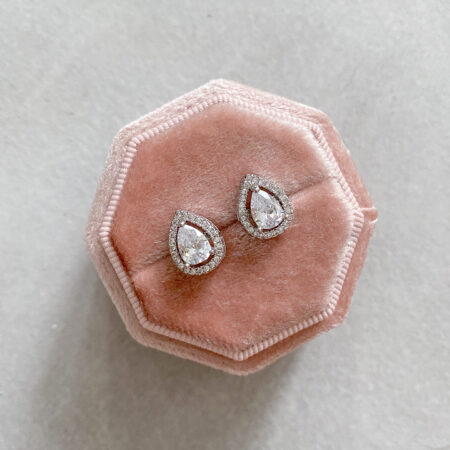 DIY Pear Top Earrings - Rhodium White Gold, White Diamond