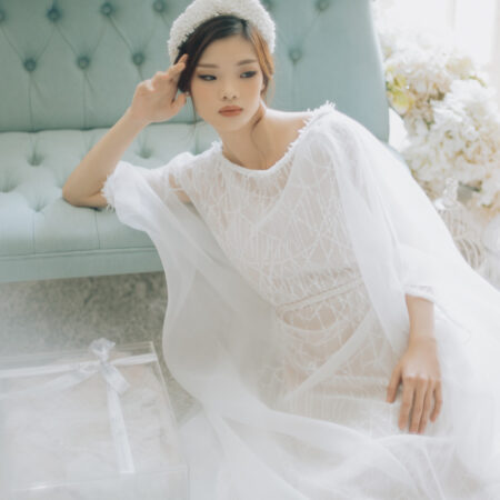 Miranda Tiny Clay Flower Crown - White Silver